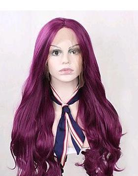 紫色 长卷发 前蕾丝外贸假发