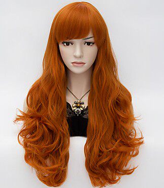 Loita Long Wavy Hair Cosplay Wig Heat Resist Synthetic Party hair Orange
