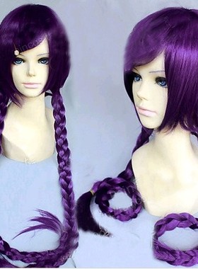 紫色1米双麻花马尾假发