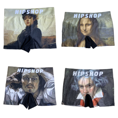 HIPSHOP内裤蒙娜丽莎的微笑贝多芬无名女郎绝望的人印花平角短裤