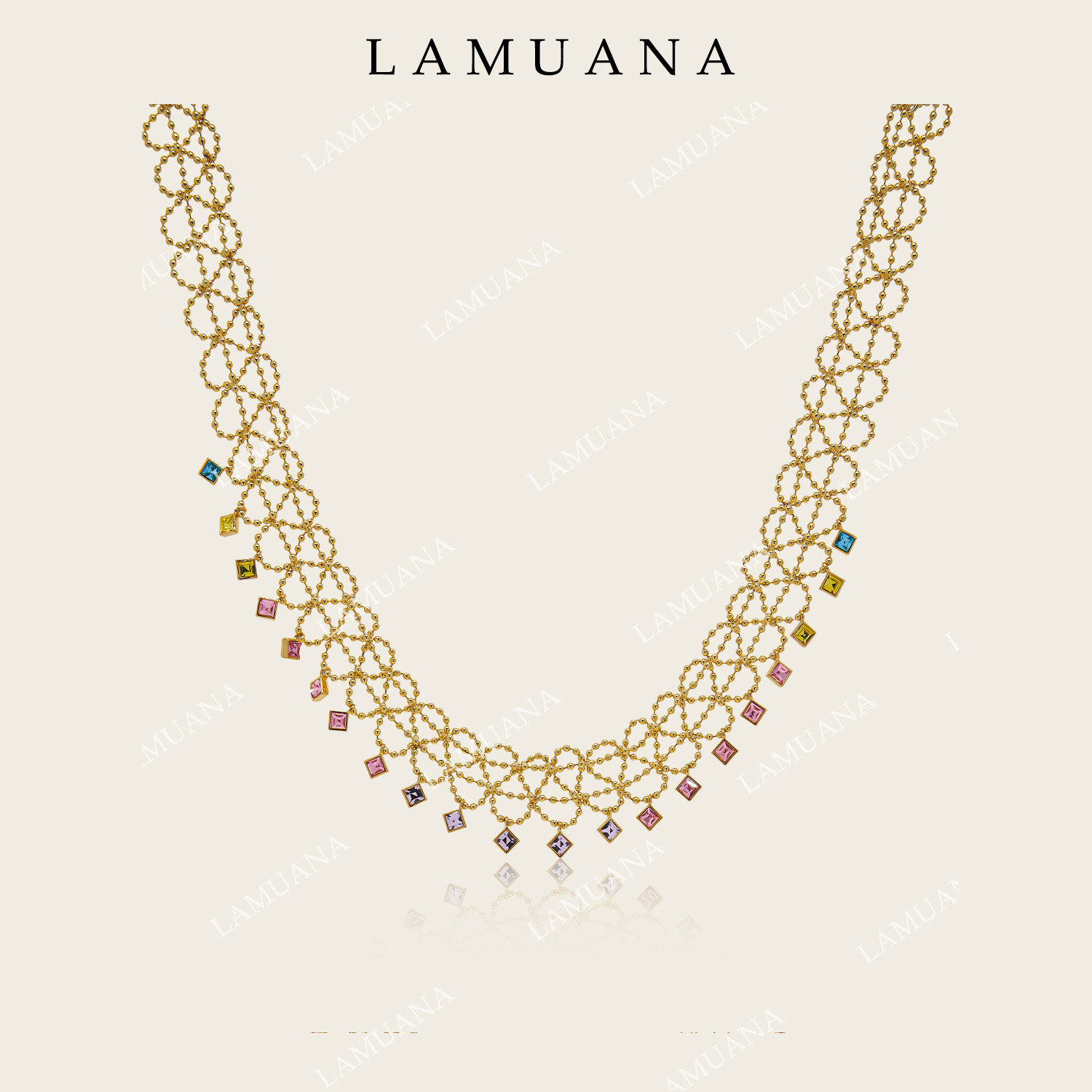 LAMUANA意式彩虹蕾丝项链复古重工编织高级短款choker礼物女95833图片