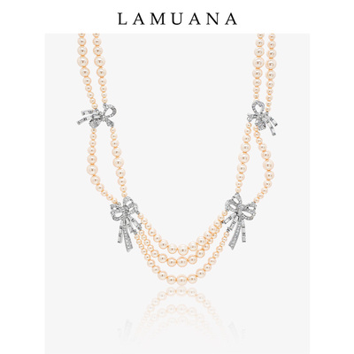 高级项链lamuana镀银多层女珍珠