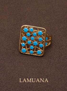 LAMUANA藤蔓人工绿松戒指小众复古设计感法式镂空度假感99718