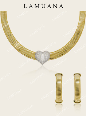 LAMUANA宽蛇骨爱心项链款式简约面复古设计高级感颈链锁骨链94171