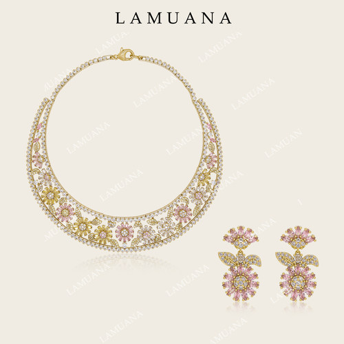 LAMUANA夏日繁花彩钻花朵项圈重工晚宴项链轻奢礼服配饰21037