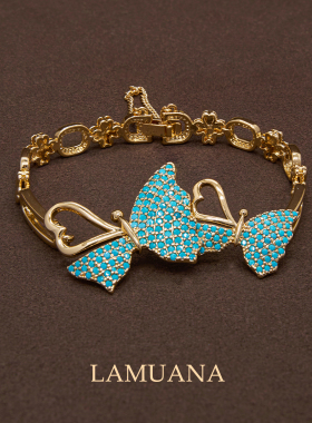 LAMUANA蓝心蝴蝶系列复古小众设计感度假风礼物女手链腕饰13346
