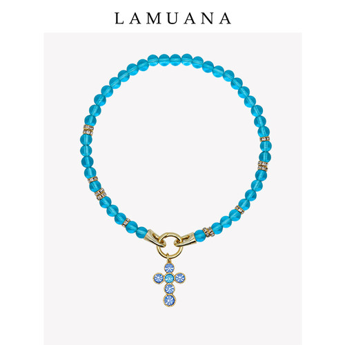 LAMUANA海蓝十字架项链