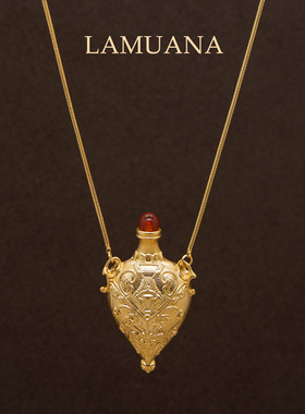 LAMUANA雕花宝瓶系列复古小众高级感红玛瑙新年项链毛衣链96700