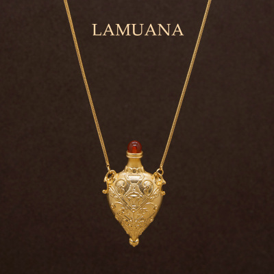 LAMUANA雕花宝瓶系列复古小众高级感红玛瑙新年项链毛衣链96700