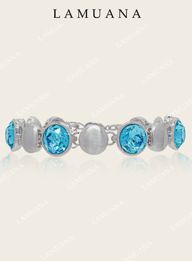 LAMUANA银丝蓝豆手链系列小众高级设计感简约复古手饰叠戴女94102