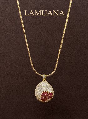 LAMUANA桃之夭夭项链轻奢高级感红色宝石锁骨链新年系列礼物99886