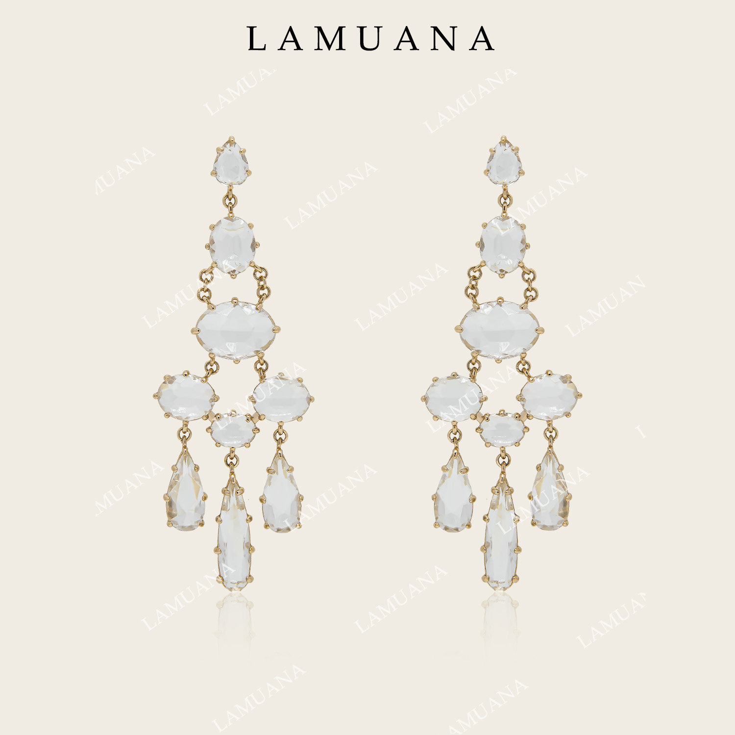 LAMUANA Artdec果冻方钻度假感流苏耳饰小众高级设计重工耳饰耳钉