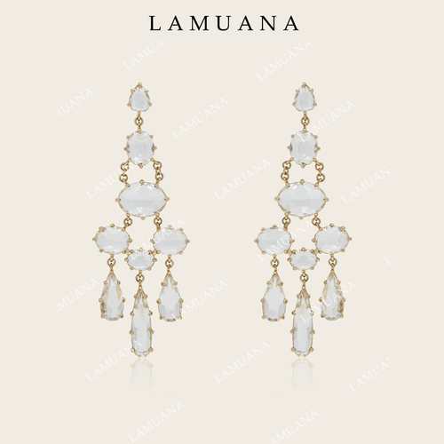 LAMUANA Artdeco果冻方钻度假感流苏耳饰小众高级设计耳钉94836