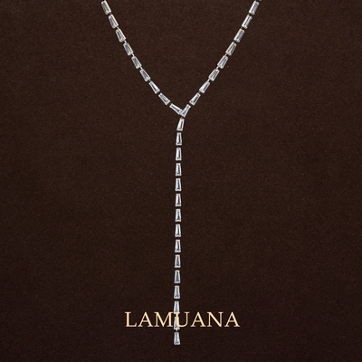 LAMUANA极细银灵蛇排钻项链小众设计时尚简约满钻锆石颈链Y92955