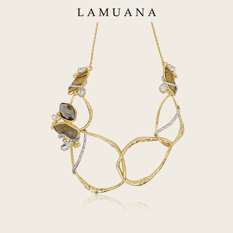 LAMUANA藤枝复古项链小众设计感颈链夸张设计女金色毛衣链72094
