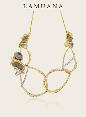 LAMUANA藤枝复古项链小众设计感颈链夸张设计女金色毛衣链72094
