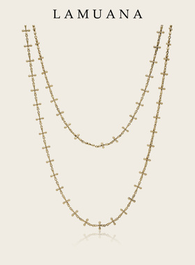 LAMUANA古铜色十字架项链小众设计长款颈链毛衣链复古项链女71943