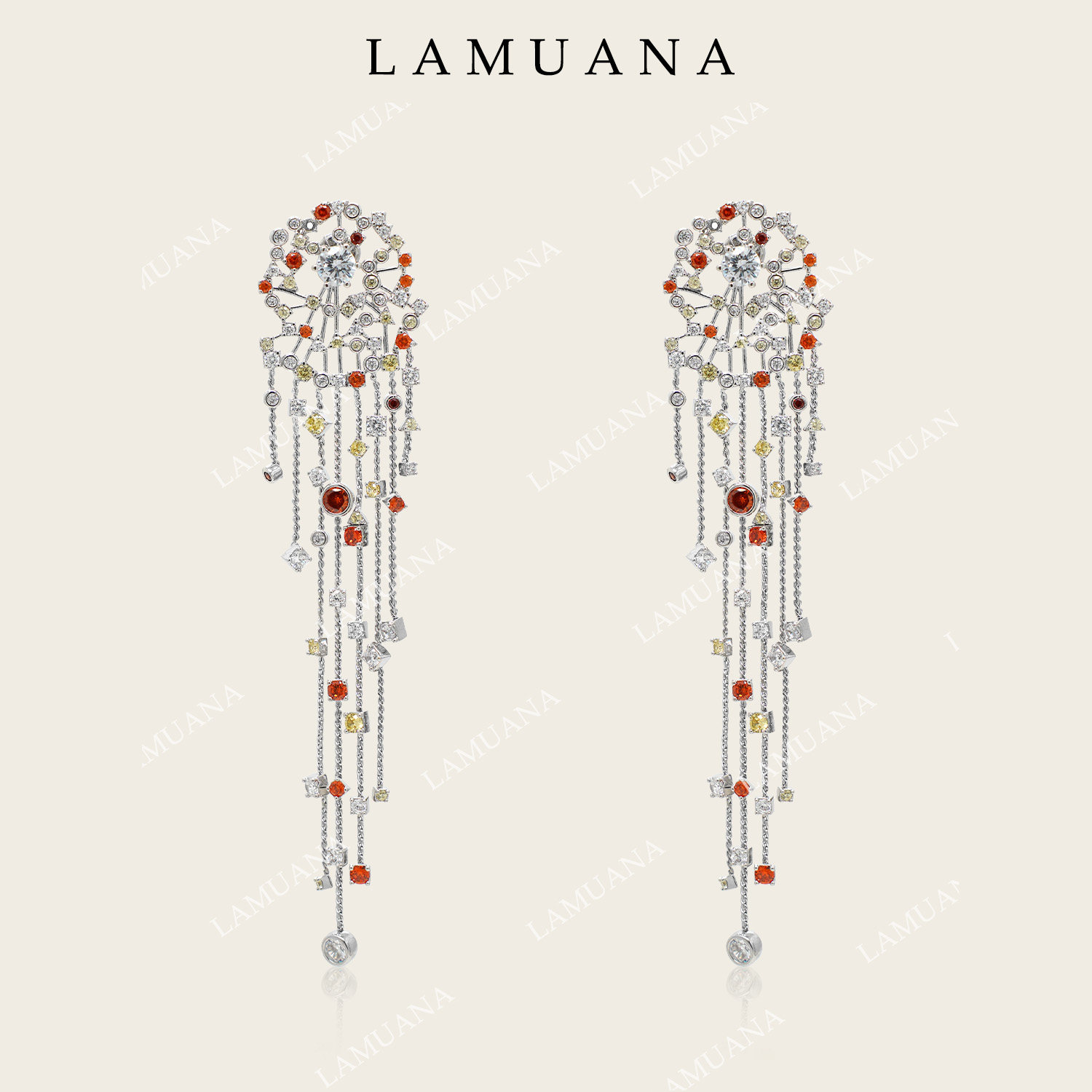 LAMUANA星橙流苏耳钉耳环小众设计感度假风耳饰长款生日礼物83823