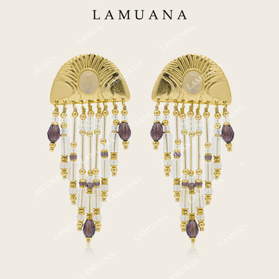 LAMUANA希腊女神耳环复古风小众设计长款流苏耳钉度假风耳饰75620
