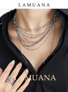 LAMUANA灰线多层流苏项链