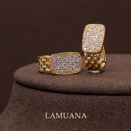 LAMUANA满钻表带小方牌系列法式复古ins简约时尚百搭耳钉97684
