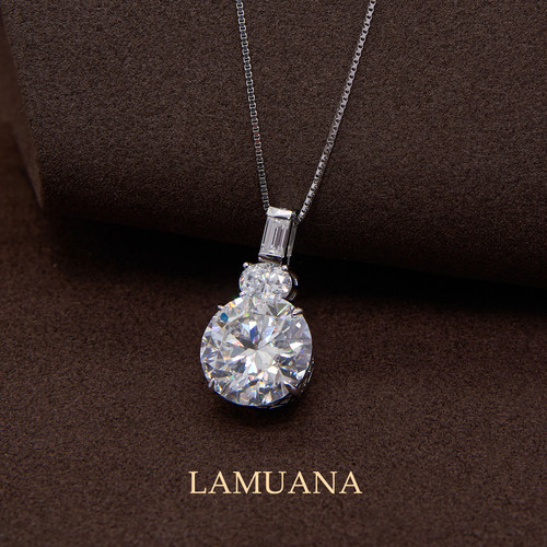 LAMUANA【轻奢莫桑系列】高火彩人工天然钻大克拉圆钻项链锁骨链