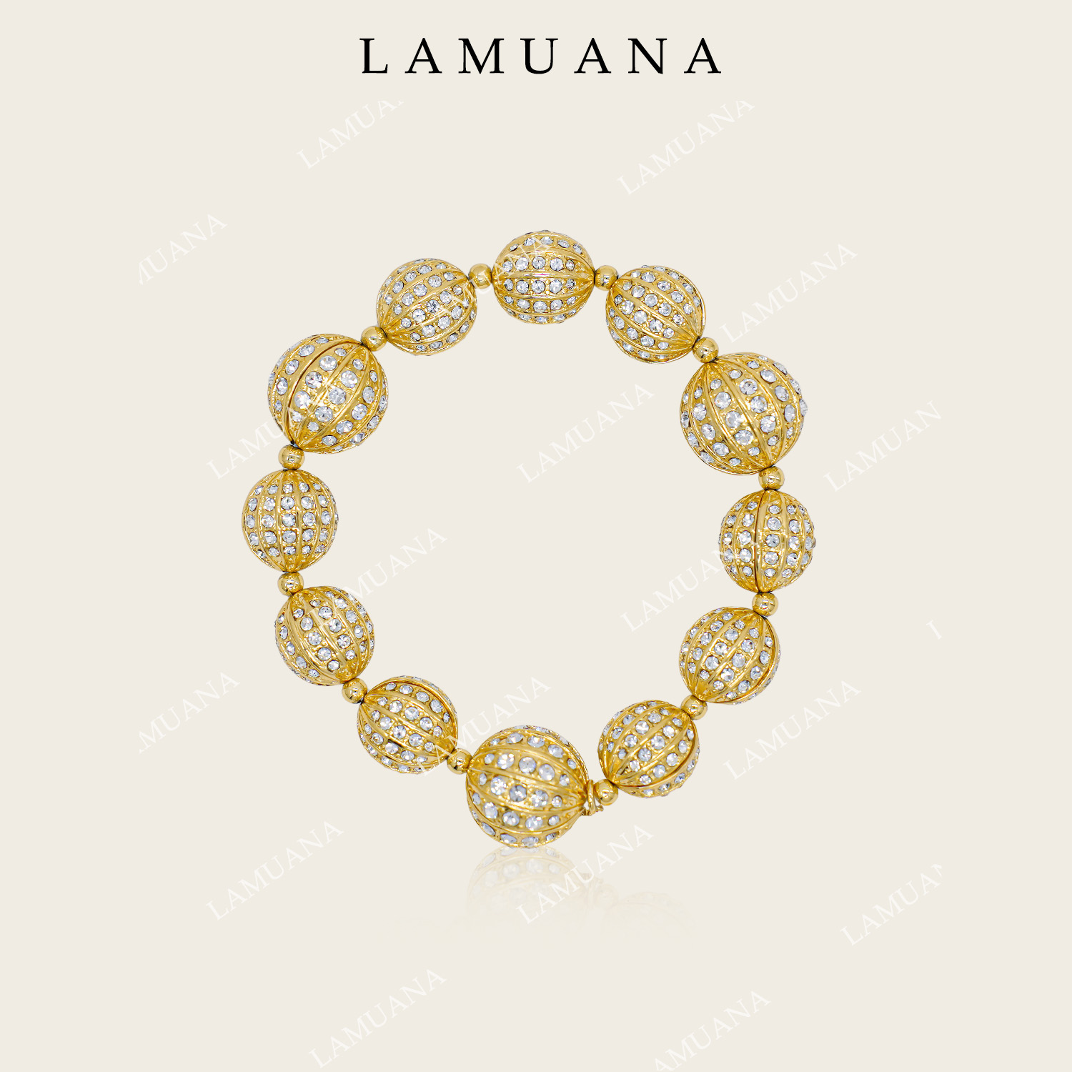 LAMUANA金色热气球手串手链叠戴小金球满钻设计感气场配饰78720