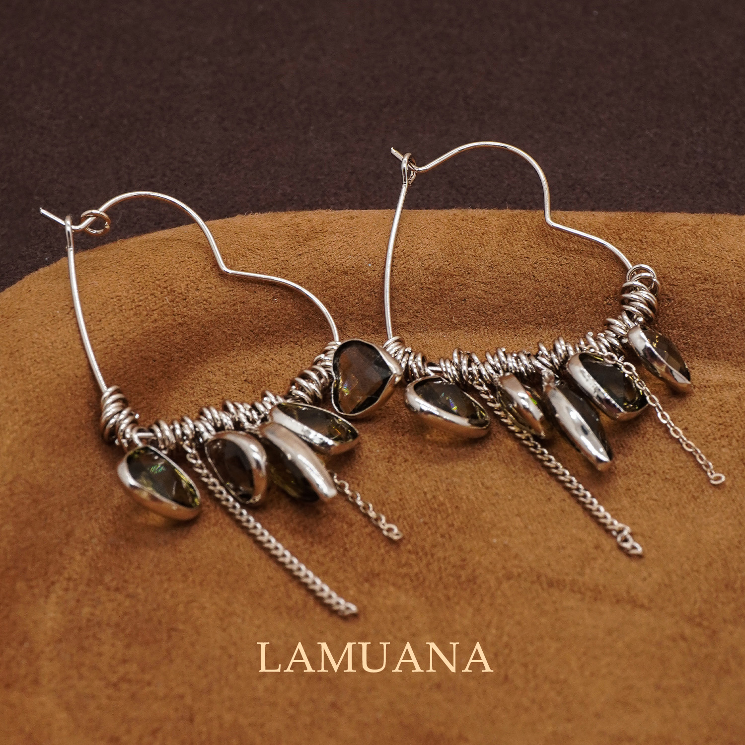 LAMUANA爱心流苏耳圈小众设计感高级简约时尚耳圈而是圆形92641