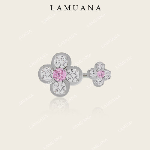 LAMUANA四叶草粉花系列爆闪轻奢高级感s925银戒指礼物94591