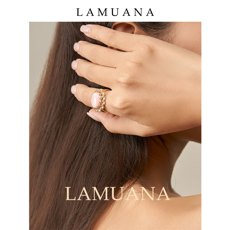LAMUANA女粉贝花蛋戒指