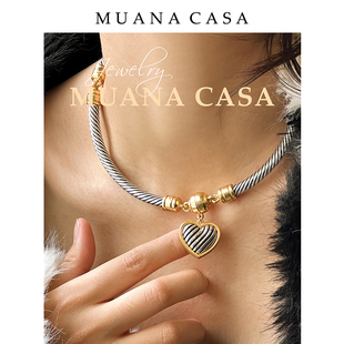 LAMUANA罗马柱爱心锁扣项链复古短款CHOKER小众高级设计款43544