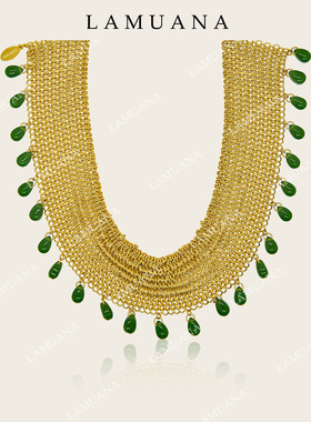 LAMUANA翡翠绿编织流苏项链小众复古vintage风格短款choker90203