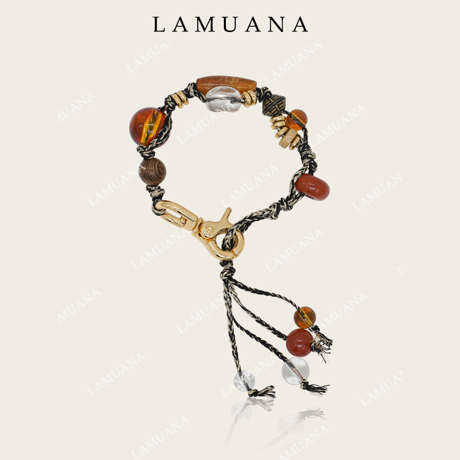 LAMUANA年年有鱼黑金编绳手链小众设计款手串手环叠戴女72841