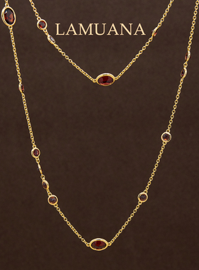 LAMUANA【轻奢彩宝】意大利复古红宝石项链S925天然红石榴95710
