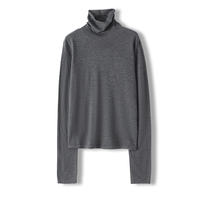 Fine-spun 100 fine wool pile collar knitted base layer, loose, casual, simple and versatile for women, long-sleeved thin sweater trend thumbnail 6