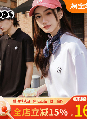 MLB男女装情侣T恤25新款NY小标白色休闲圆领宽松短袖3ATSB0253