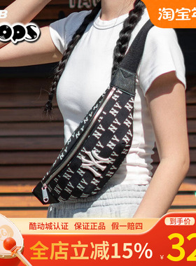 MLB腰包24新款男女情侣NY满印老花拉链斜挎包胸包3AHSM014N/HSM01