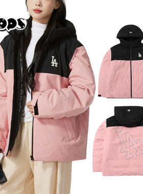 MLB粉色羽绒服女装24年NY镂空拼接保暖棉羽外套3ADJB0646/DJB06
