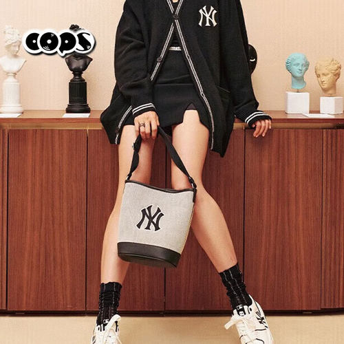MLB男女休闲包NY帆布时尚斜挎包手提包单肩包水桶包3ABMS072N
