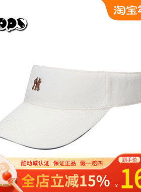 MLB白色空顶帽男女NY刺绣户外防晒遮阳帽运动休闲太阳帽3ASCB0153