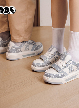 MLB2026春季新品男女休闲时尚运动NY满印老花厚底学长鞋3ASXM026N