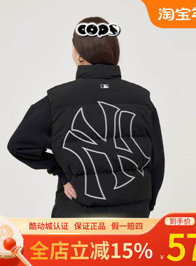 MLB情侣24款羽绒马甲男女NY大标印花保暖棉羽背心3ADVB0146/DVB01