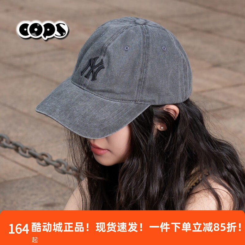 MLB官方正品复古风牛仔棒球帽男女可调节弯檐鸭舌帽透气3ACPVV14N图片