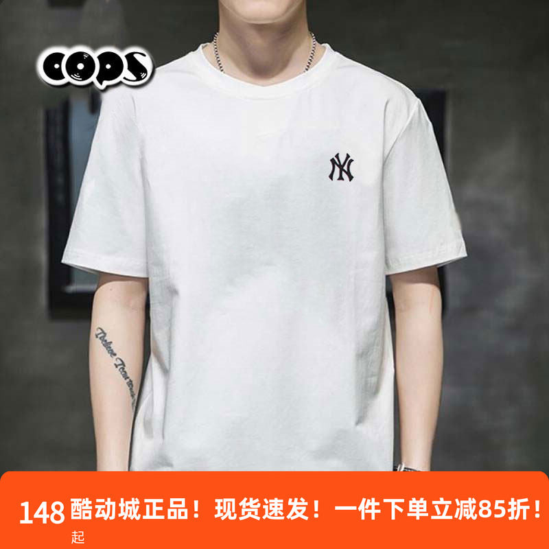 MLB短袖男装NY小标新款女装T恤运动服圆领休闲白色半袖3ATSB0163图片