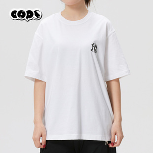 MLB男女情侣宽松短袖T恤新款白色圆领舒适运动休闲上衣3ATSB0463