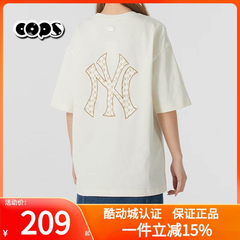MLB短袖男女情侣25新款NY老花大标半袖宽松休闲运动T恤3ATSM0653