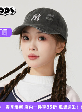 MLB正品帽子2026新款软顶破洞牛仔NY棒球帽男女帽鸭舌帽3ACPVV34N