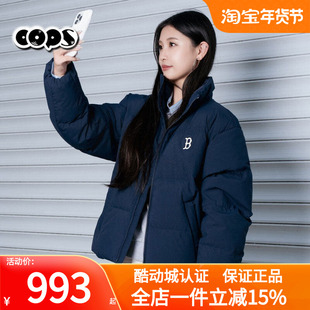 MLB立领羽绒服运动服蓝色保暖鸭绒男女外套2025冬季 3ADJB2056 新款