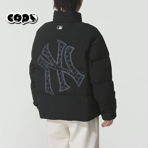 MLB立领老花羽绒服男女装25冬季新款鹅绒情侣短款运动服3ADJM1256