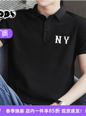 MLB短袖男女情侣25新款NY刺绣翻领休闲运动POLO衫T恤3APQB0353